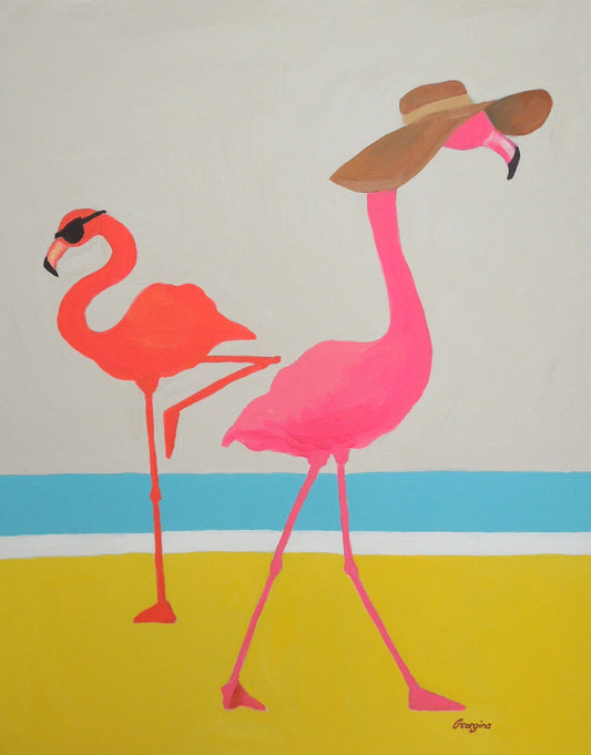 Floppy Hat Flamingo Painting