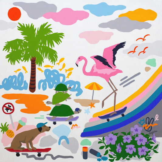 Skater Bird Painting