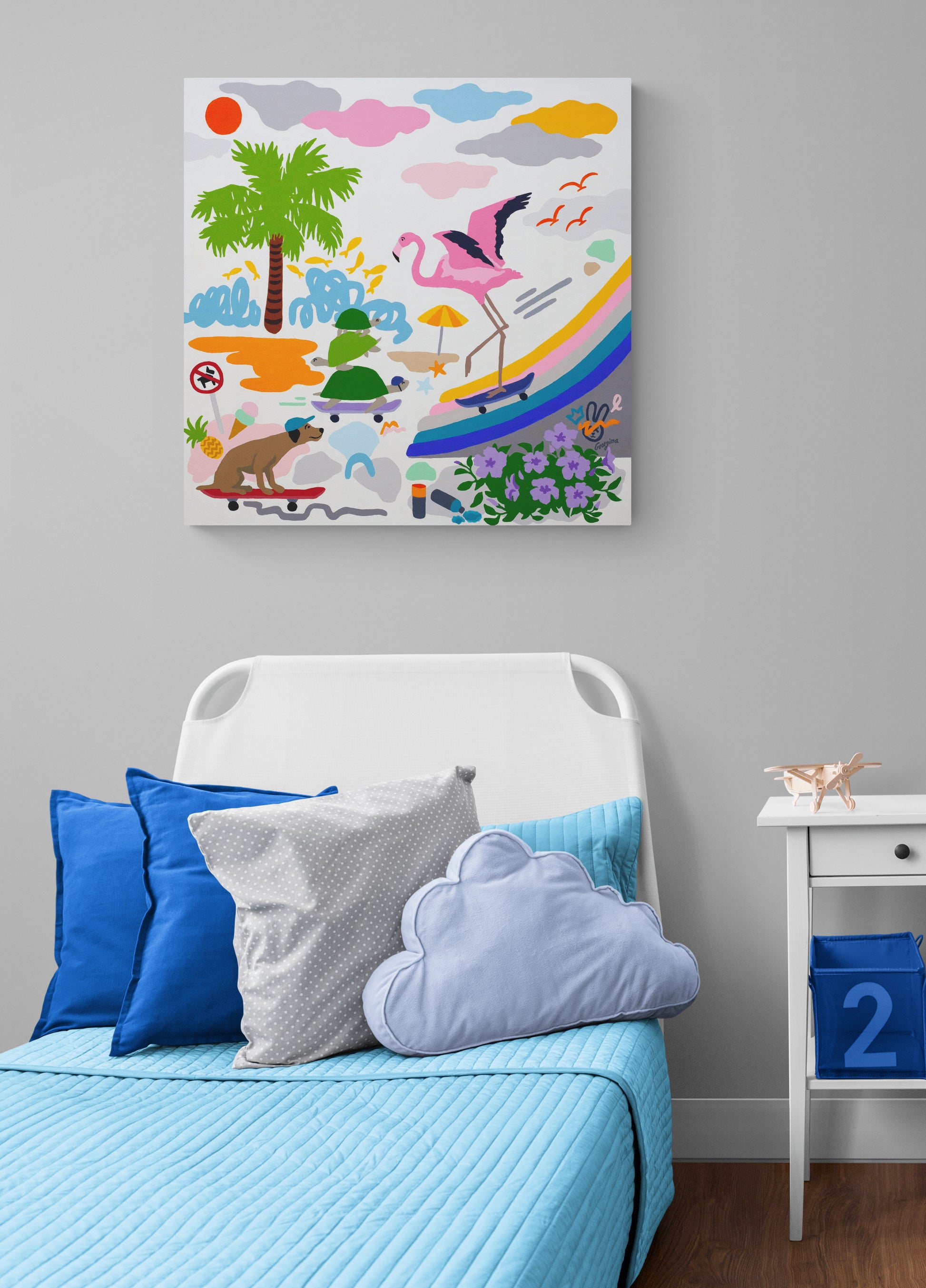 Skater Bird Painting