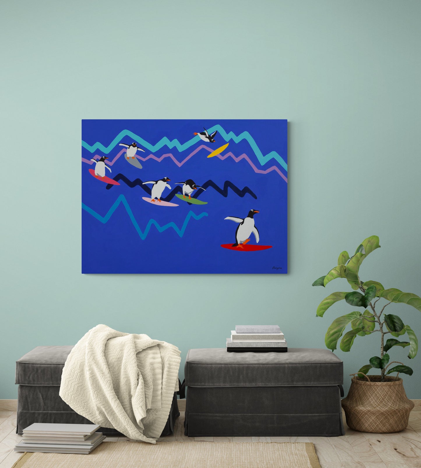 South Pole Surfers Painting